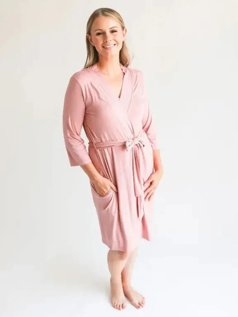 Posh Peanut Dusty Rose Women's Pink Robe & Ruffle Hem Chemise Set L/XL